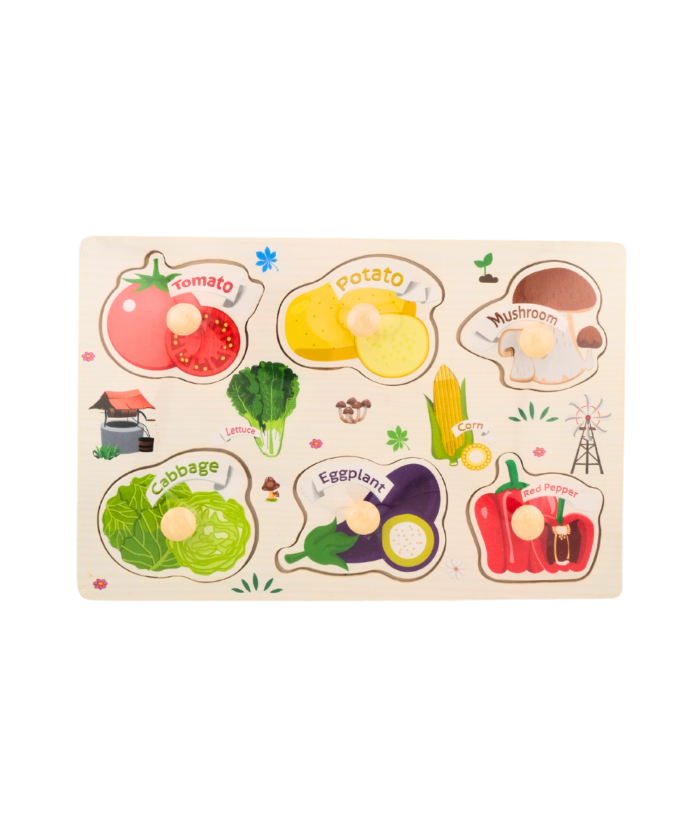 Wooden Cartoon Puzzle Board - vegetables