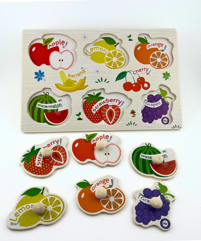 Wooden Cartoon Puzzle Board - Fruits