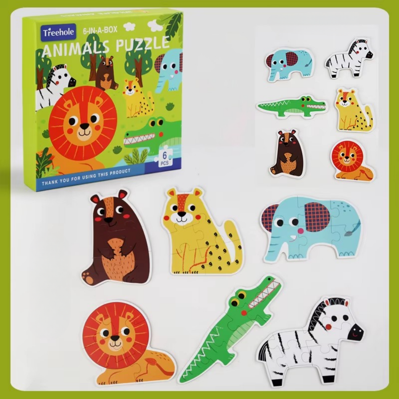 Wooden jungle animal puzzle designed to support early learning through hands on play Puzzles Cards Animal Shape - jungle - Image 1