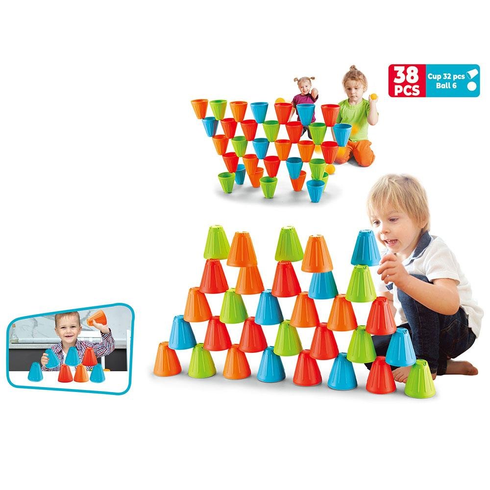 3 in 1 stacking cup block set for toddlers with colorful plastic cups for early learning Stacking Cup Block Set - Image 1