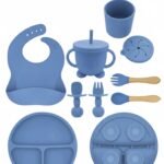 BPA Free Silicone Baby Feeding Set - Blue