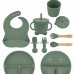 BPA Free Silicone Baby Feeding Set - Army Green