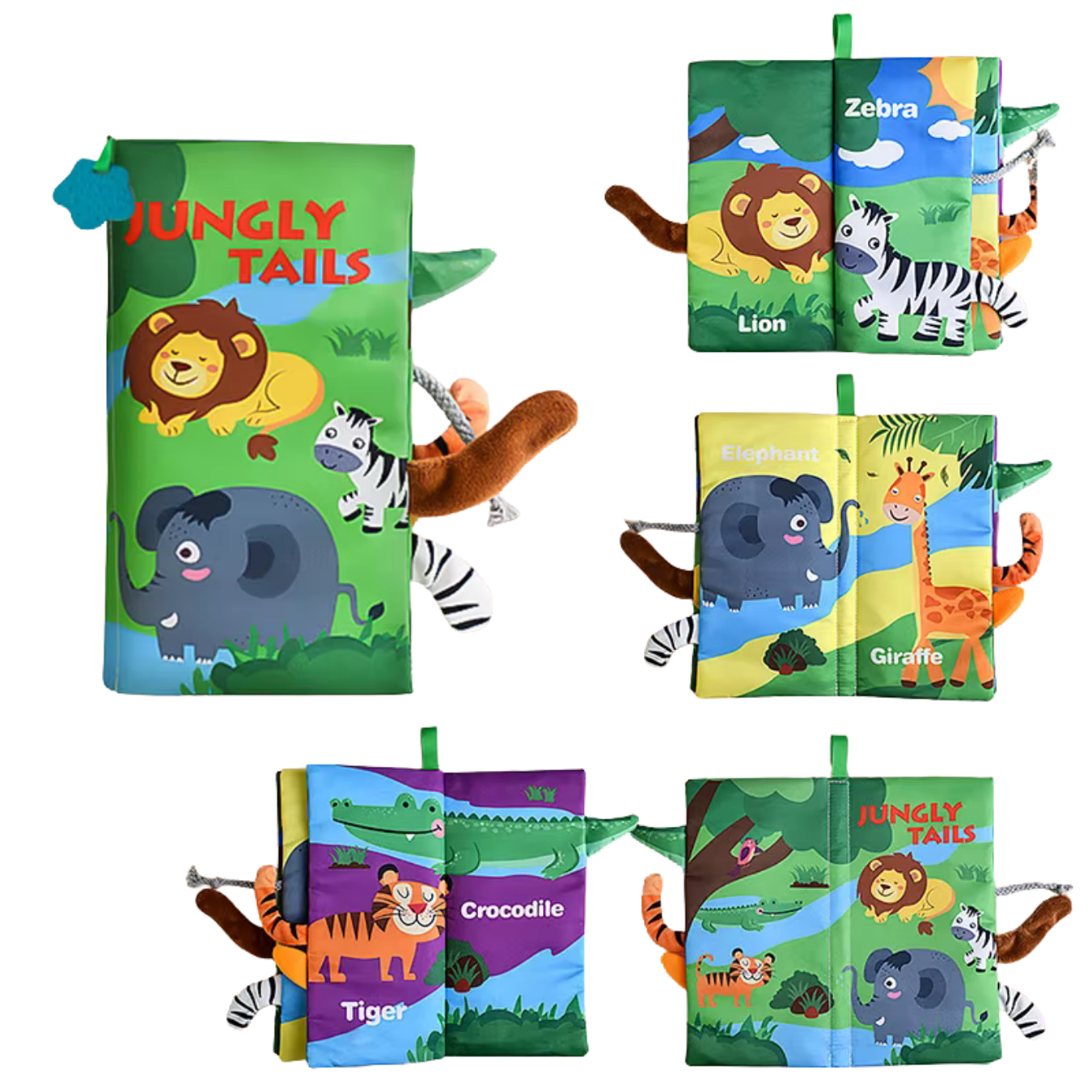 12 Baby Cloth Book Soft Cartoon Animal Learning - Jungel - Image 1