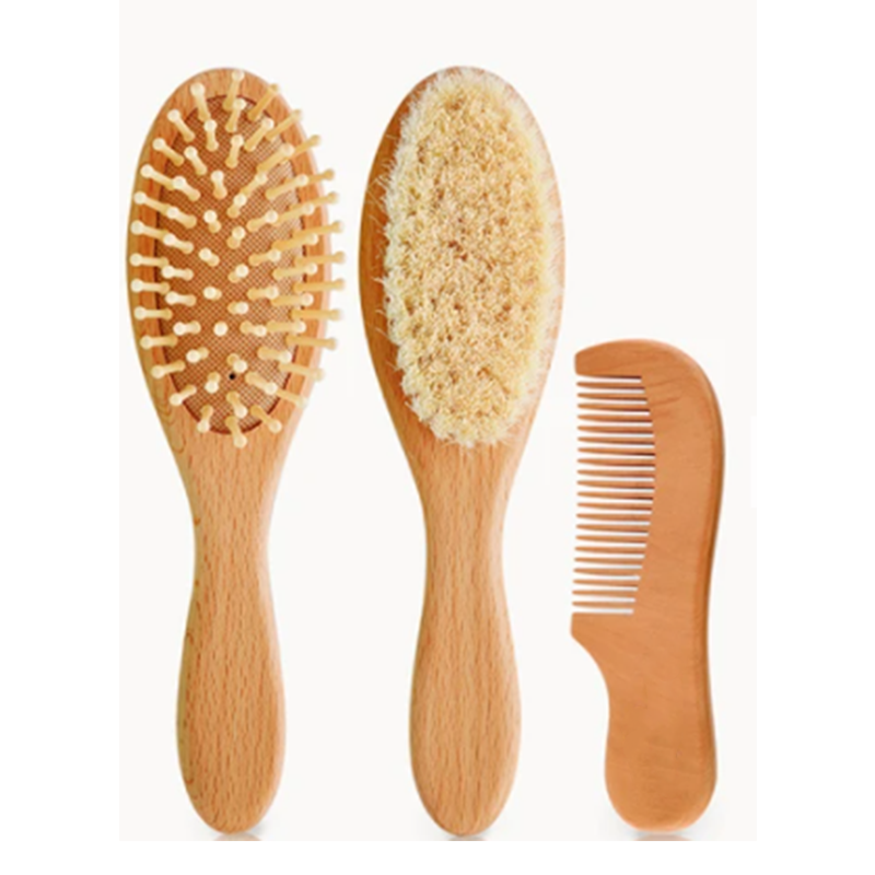 Baby Hair Brush and Comb Set for Gentle Daily Care Baby Hair Brush and Comb Set with Natural Bristles - Image 1