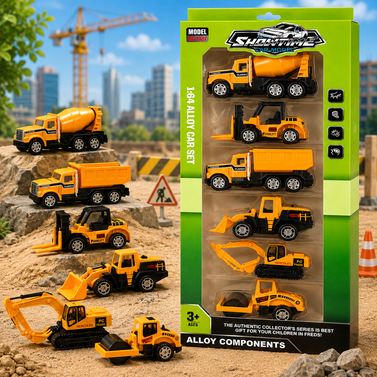 0b74b53c-c970-47fd-8a8a-4bbaebdc7441 Diecast Alloy Toy Car Set 1:64 - Construction - Image 1