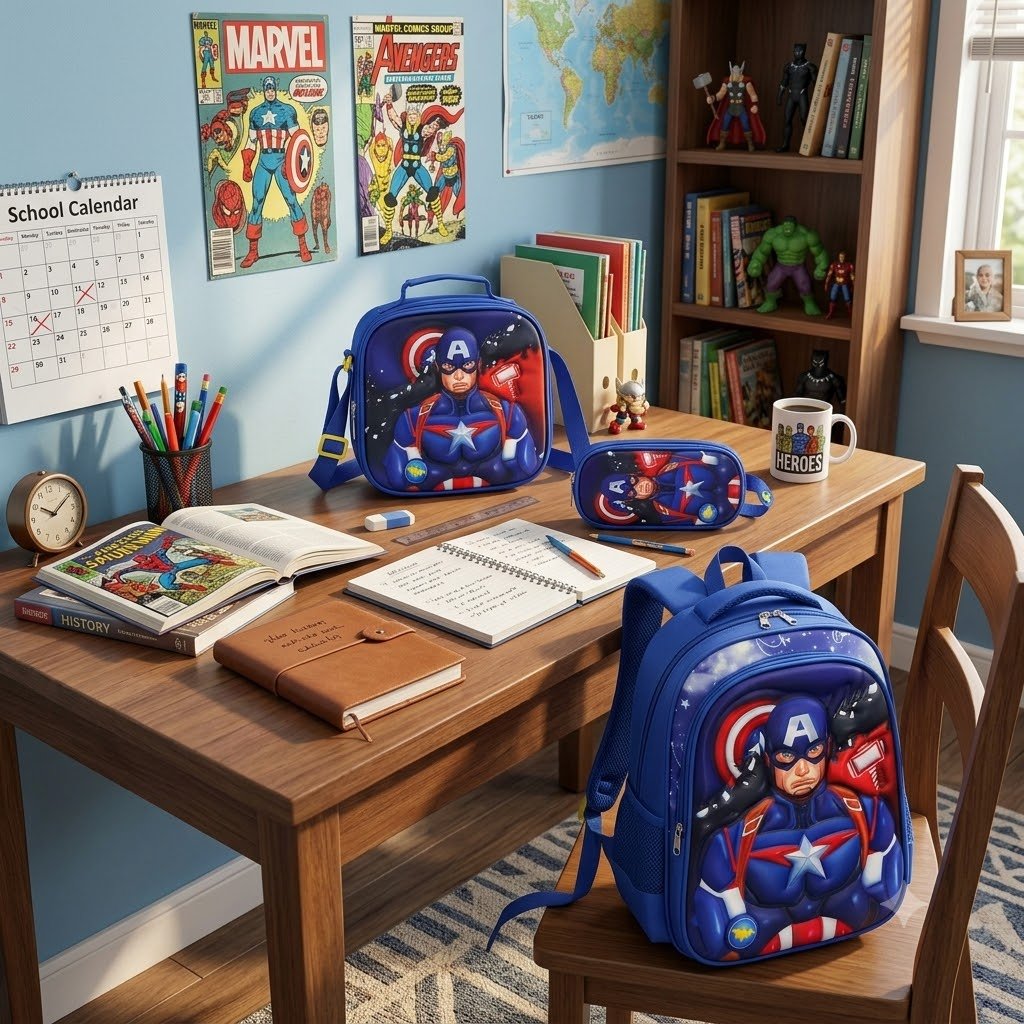 0f6731c3-e316-4688-a4e7-c7d8b9429d60 Captain America 16 Inch School Backpack Set - Image 1