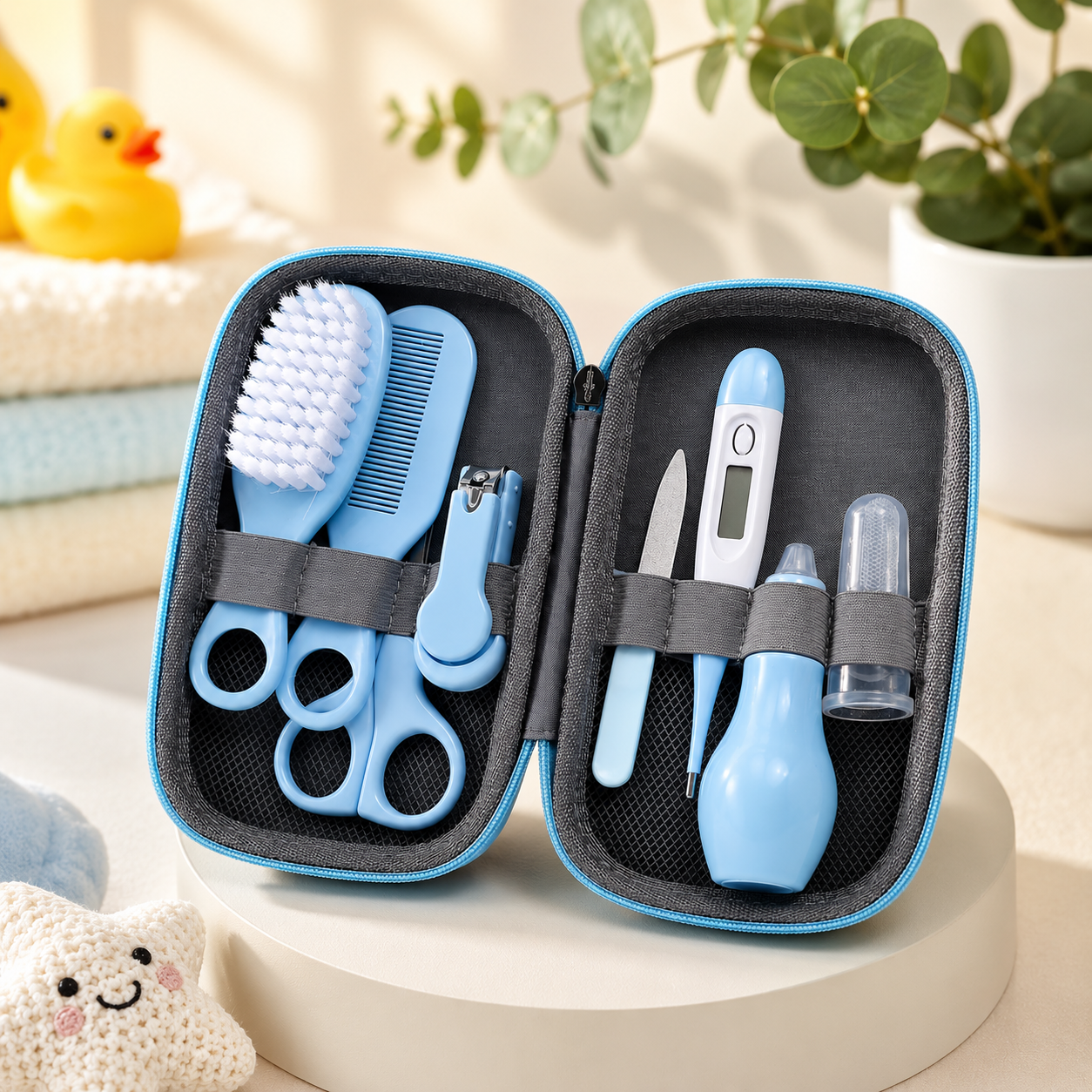 3ce665e4-32a0-4001-a13d-2e5833ef0ba1 7 Piece Baby Healthcare and Grooming Kit for Newborns - Blue - Image 1