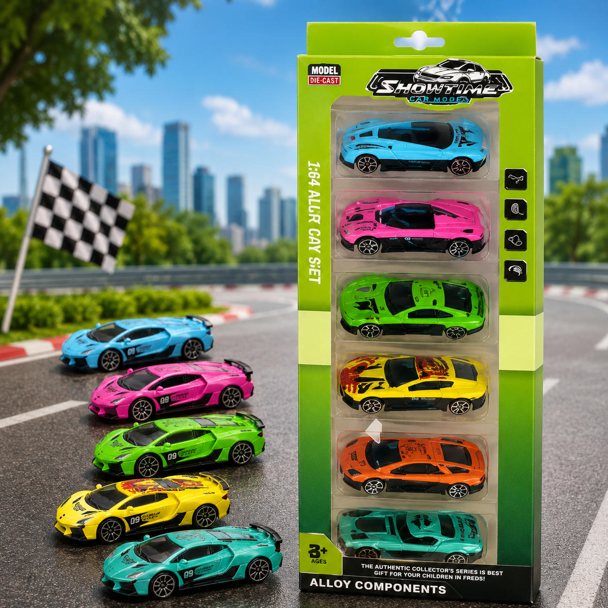 6e29f939-7f68-4186-b195-5c5f9f3d04ee-1 Diecast Alloy Toy Car Set 1:64 - Race - Image 1