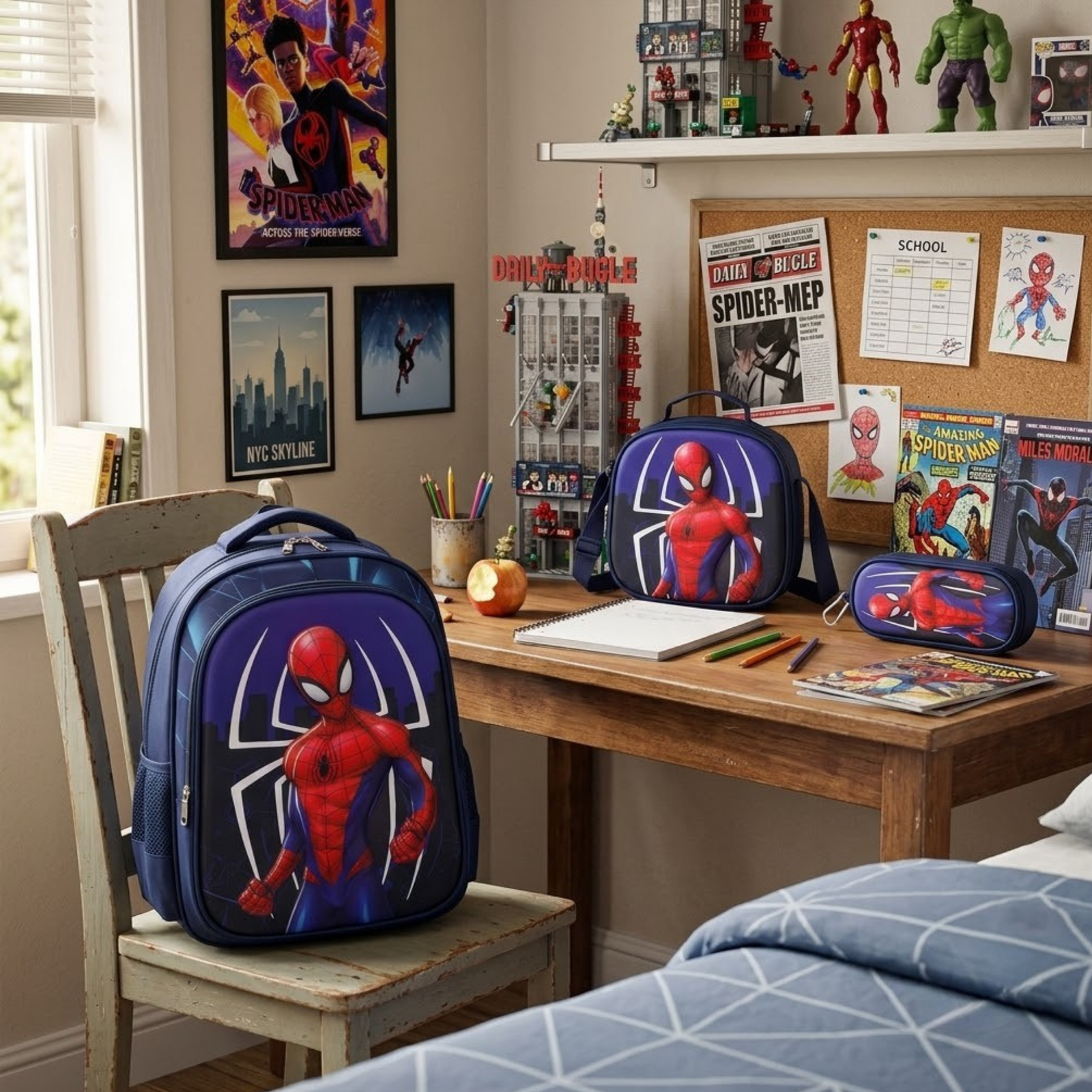 8 Spiderman 16 Inch School Backpack Set - Image 1