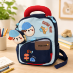 Kids Cute Bear Backpack with Detachable Mini Pouch - 13"- Navy Blue