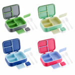 Bento Lunch Box with Spoon and Fork - Grey