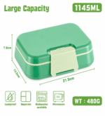 Bento Lunch Box with Spoon and Fork - Green - Image 3