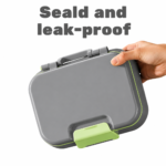 Bento Lunch Box with Spoon and Fork - Grey - Image 4
