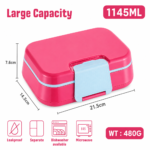 Bento Lunch Box with Spoon and Fork - Pink - Image 3
