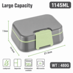 Bento Lunch Box with Spoon and Fork - Grey - Image 3