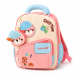 Cute Bear Backpack with Detachable Mini Pouch - Pink - Image 2