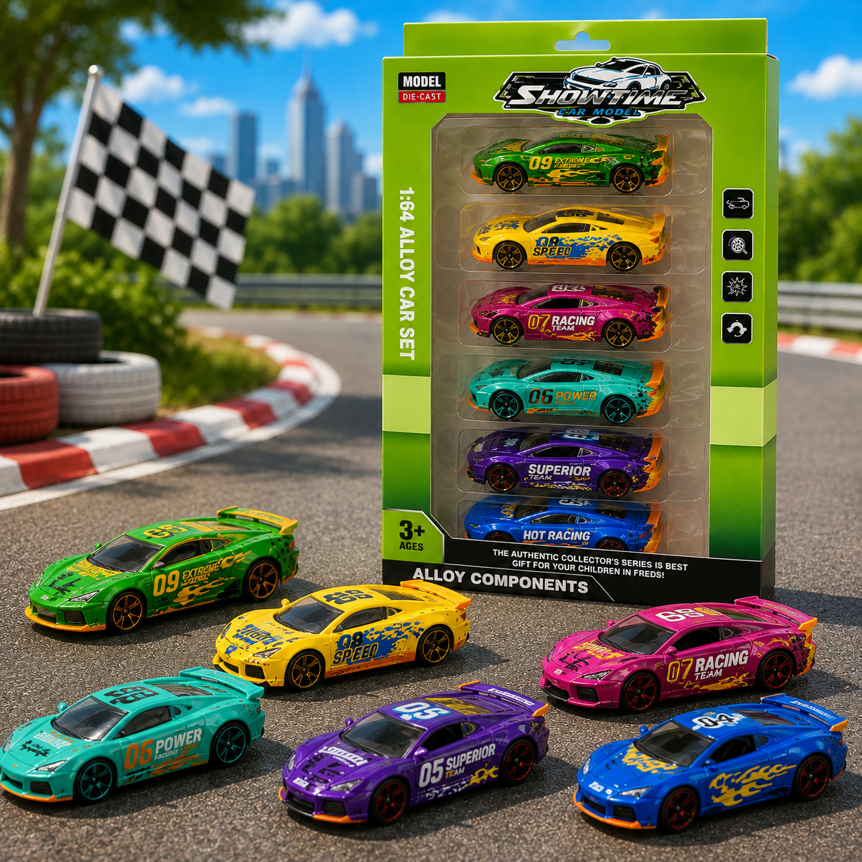 bf556d78-332a-4b99-857b-35bd159787f2 Diecast Alloy Toy Car Set 1:64 - Super Car - Image 1
