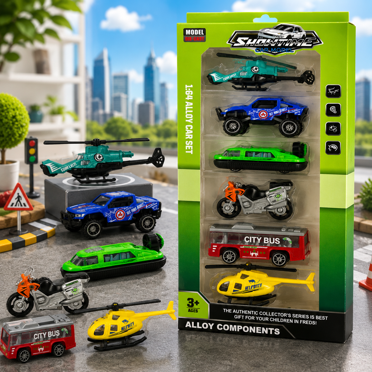 cad4544e-cebd-49f0-8120-6d61fc195e9a Diecast Alloy Toy Car Set 1:64 - Transportation - Image 1
