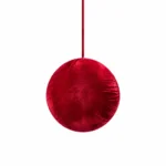 Christmas Red Velvet Pom-Pom Hanging Ornament Festive Tree Decoration