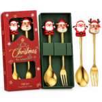 Christmas Cutlery Set with Festive Spoon and Fork for Holiday Table Decorations