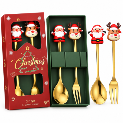 Christmas Cutlery Set with Festive Spoon and Fork for Holiday Table Decorations
