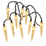 Christmas LED Icicle String Lights Warm White 6m with Black Wire