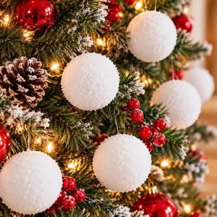 8cm Foam Christmas Ball Ornament Round Christmas Tree Decoration