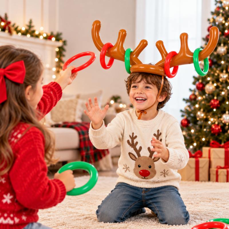 Inflatable Toys Festival Rings PVC Antlers Props for Christmas Party Games