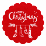 Christmas Felt Cup Holder Round 14cm Festive Table Coaster