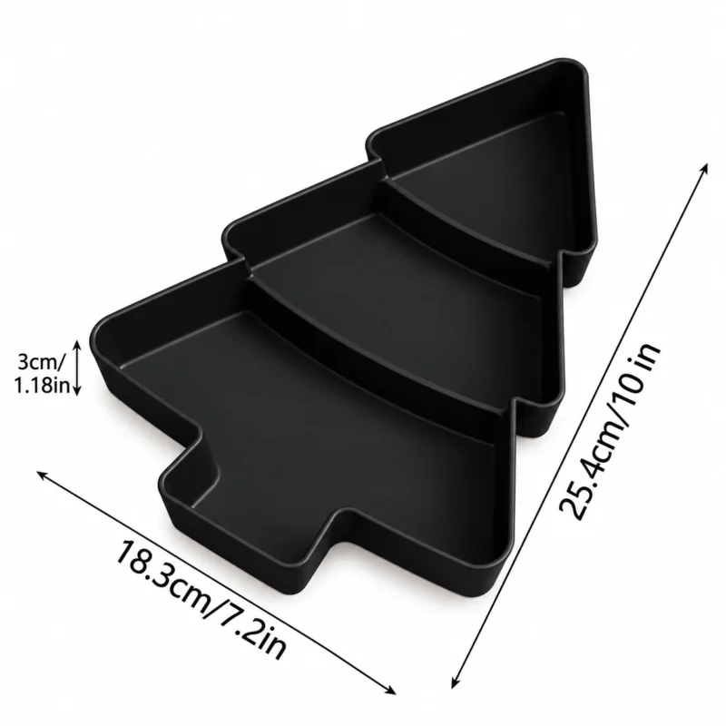 Christmas Tree Shaped Serving Tray PP Plastic Dessert Snack Tray 25x18cm