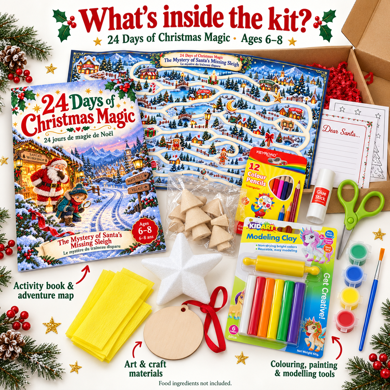 christmas kit 6-8 (3) 24-Day Christmas Activity and Mystery Kit for Kids Ages 6 to 8