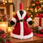 Christmas Velvet Wine Bottle Cover - Festive Champagne Bottle Decoration (Clothing Style)