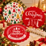 Christmas Felt Cup Holder Round 14cm Festive Table Coaster