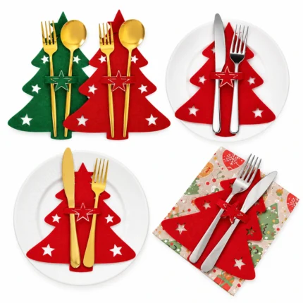 Christmas Felt Fork and Knife Holder for Festive Table Decorations