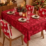 Christmas Woven Lace Tablecloth 140x230cm 100% Polyester Festive Table Decor