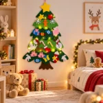 Christmas Felt Tree Wall Decoration for Kids Room with Santa Ornaments