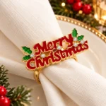 Merry Christmas Napkin Rings Festive Napkin Buckle for Christmas Table Decorations