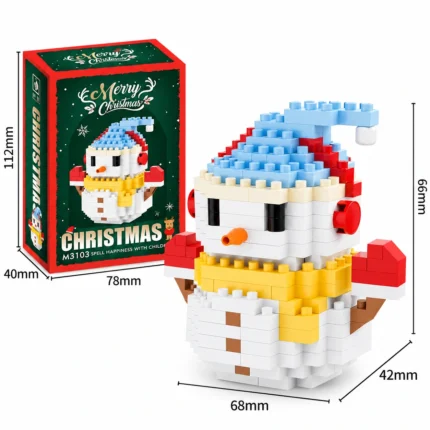 Snowman Building Blocks Set DIY ABS Plastic Christmas Construction Toy