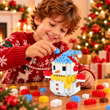 Snowman Building Blocks Set DIY ABS Plastic Christmas Construction Toy