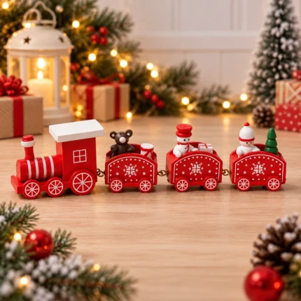Christmas Wooden Mini Train Painted Festive Room Decoration