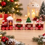 Christmas Wooden Mini Train Painted Festive Room Decoration