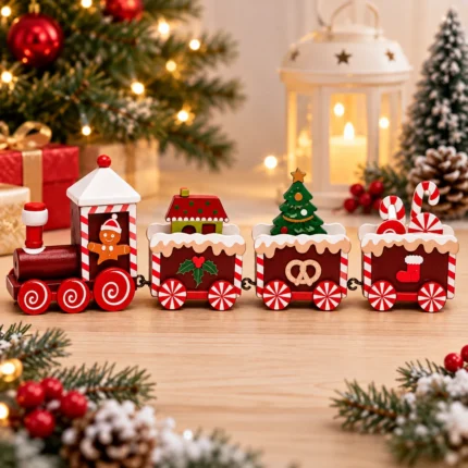 Christmas Wooden Mini Train Painted Festive Room Decoration