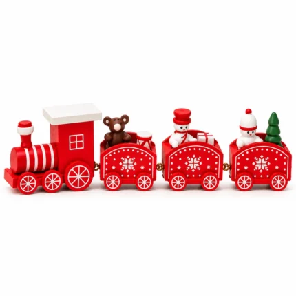 Christmas Wooden Mini Train Painted Festive Room Decoration