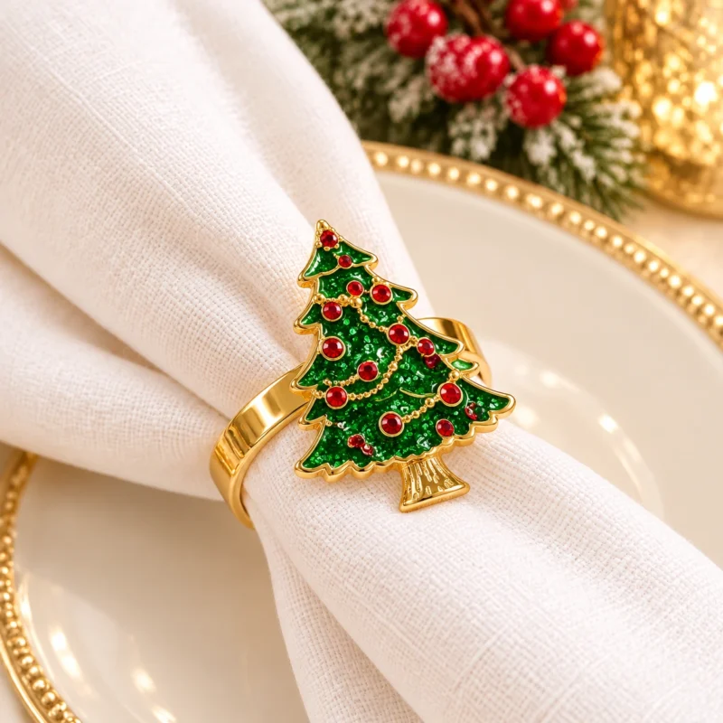 Christmas Tree Napkin Rings Festive Napkin Buckle for Christmas Table Decorations