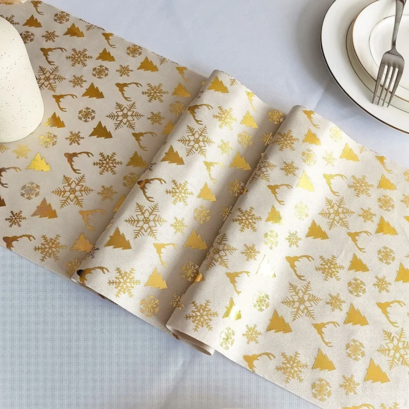 Christmas Gold Velvet Table Runner Damai 28x275cm