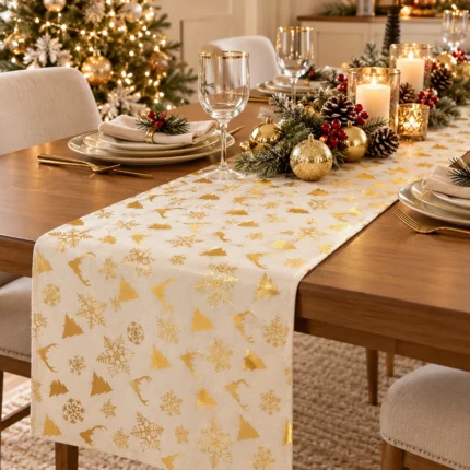 Christmas Gold Velvet Table Runner Damai 28x275cm