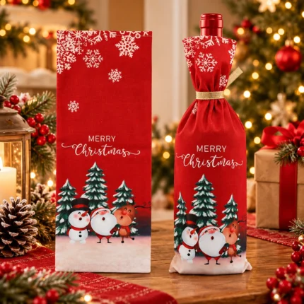 Christmas Velvet Wine Bottle & bags Cover for Festive Champagne Bottle Decoration