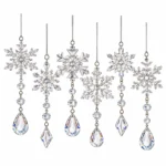 Clear Acrylic Snowflake Hanging Ornament Garland Christmas Tree Decoration