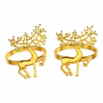 Christmas Reindeer Napkin Rings Gold Festive Napkin Buckle Table Decoration