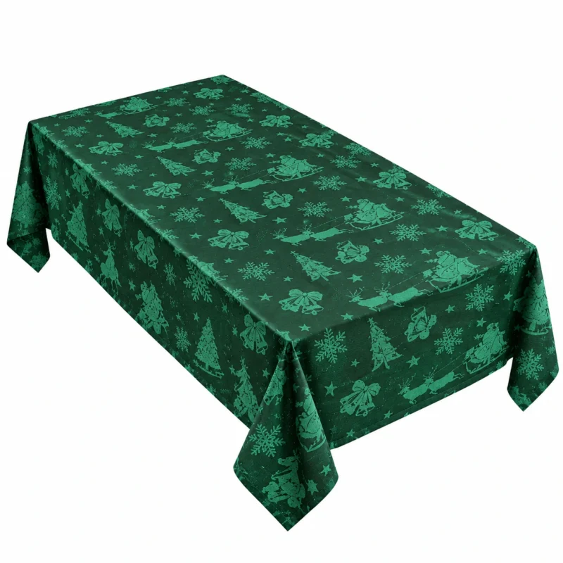 Christmas Woven Lace Tablecloth 140x230cm 100% Polyester Festive Table Decor